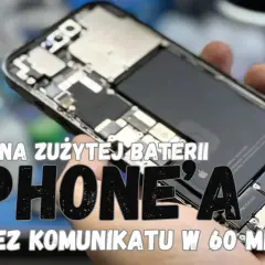 Wymiana baterii iPhone 13 w 60 minut. Widać wnętrze telefonu z nową baterią.