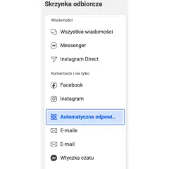 Panel zarządzania wiadomościami, z zaznaczoną opcją "Automatyczne odpowiedzi" (autoresponder).