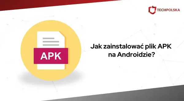 Ikona pliku z napisem APK w żółtym okręgu obok pytania "Jak zainstalować plik APK na Androidzie?".