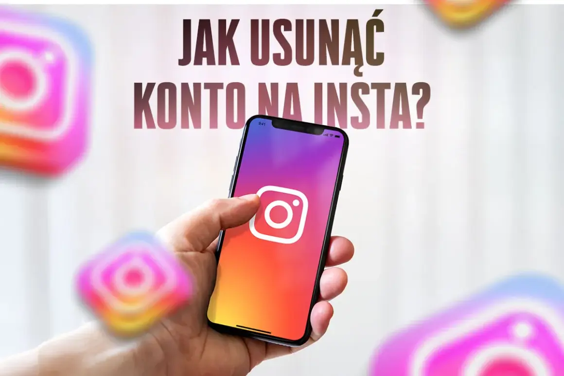 Chcesz wiedzieć, jak usunąć konto na Insta? Na zdjęciu dłoń trzyma smartfon z ikoną Instagrama, a w tle widać kolejne logotypy aplikacji.